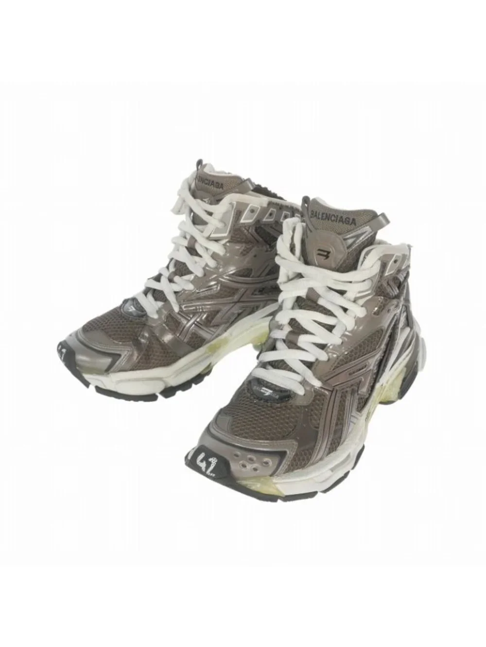 Balenciaga Runner High Top Cut Sneakers 42 Gray White